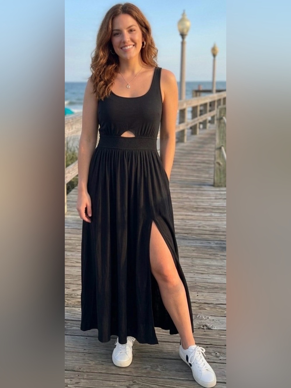 Eldridge Black Maxi Dress with cut out